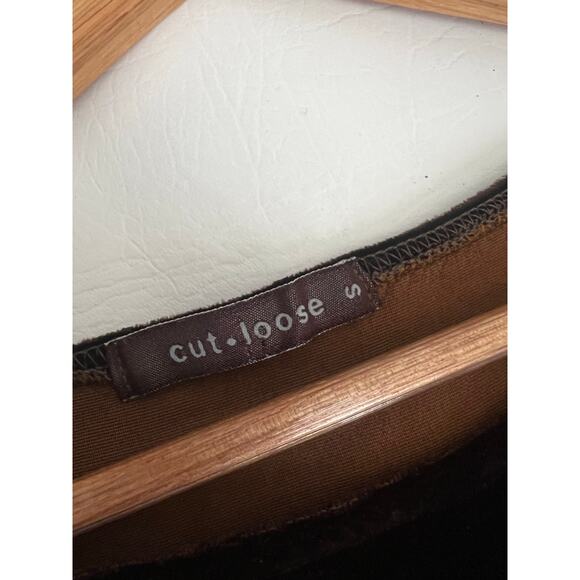 Cut Loose Velvet Silk Blend Tunic 3/4 Sleeve brown reddish color Small grunge - Picture 3 of 8